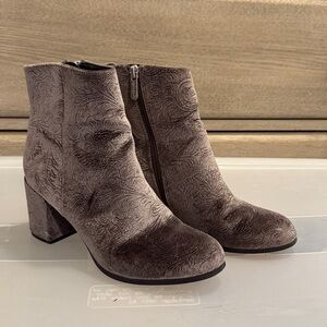 Textured Gray Ankle Boots